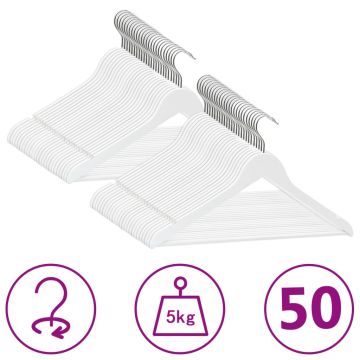 vidaXL Pakabų rinkinys, 50vnt., baltas, kietmedis, neslystančios