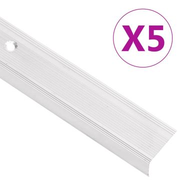 vidaXL Profiliai laiptams, 5vnt., sidabro, 100 cm, aliuminis, L formos