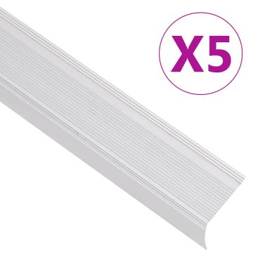 vidaXL Profiliai laiptams, 5vnt., sidabro, 100 cm, aliuminis, L formos