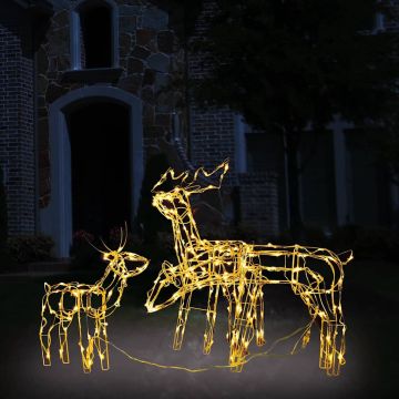 vidaXL Kalėdinė lempučių ekspozicija, 3 dalių, elniai, 229 LED