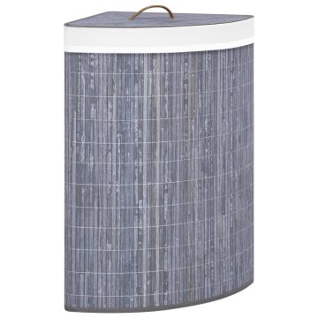 vidaXL Kampinis skalbinių krepšys, pilkos spalvos, bambukas, 60l