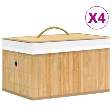 vidaXL Daiktadėžės, 4vnt., bambukas