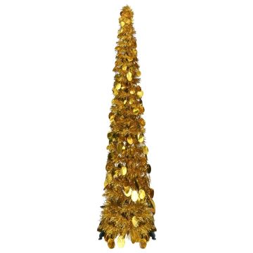 vidaXL Išskleidžiama dirbtinė Kalėdų eglutė, auksinė, 120cm, PET