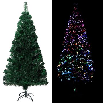 vidaXL Dirbtinė Kalėdų eglutė su stovu, žalia, 120cm, optinis pluoštas