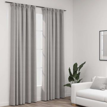 vidaXL Naktinės užuolaidos su kabliukais, 2vnt., pilkos, 140x245cm