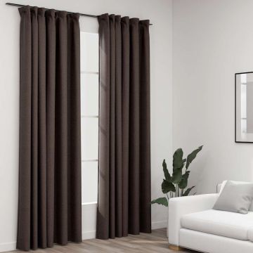 vidaXL Naktinės užuolaidos su kabliukais, 2vnt., taupe, 140x245cm