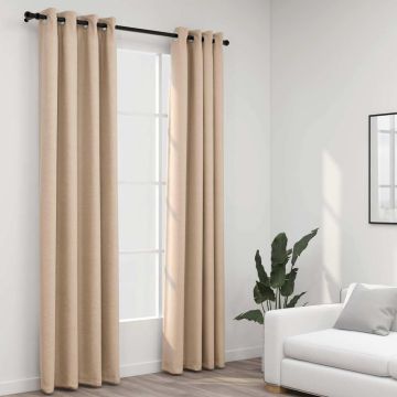 vidaXL Naktinės užuolaidos su kilputėmis, 2vnt., smėlio, 140x225cm