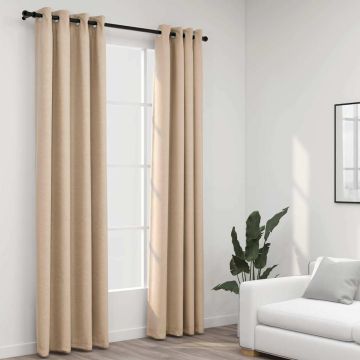 vidaXL Naktinės užuolaidos su kilputėmis, 2vnt., smėlio, 140x245cm