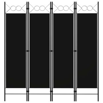 vidaXL Kambario pertvara, 4 dalių, juodos spalvos, 160x180cm