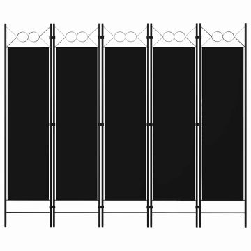 vidaXL Kambario pertvara, 5 dalių, juodos spalvos, 200x180cm