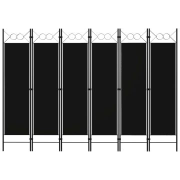 vidaXL Kambario pertvara, 6 dalių, juodos spalvos, 240x180cm