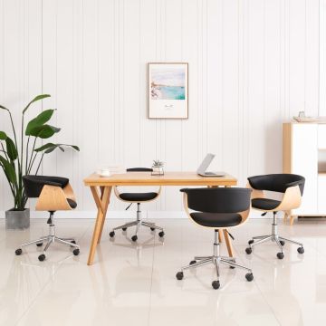 vidaXL Valgomojo kėdės, 4vnt., juodos, dirbtinė oda, pasukamos