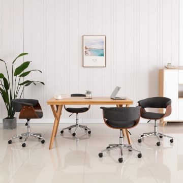 vidaXL Pasukamos valgomojo kėdės, 4vnt., pilkos, audinys