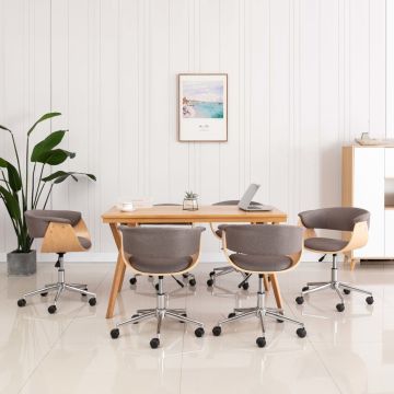 vidaXL Pasukamos valgomojo kėdės, 6vnt., taupe spalvos, audinys