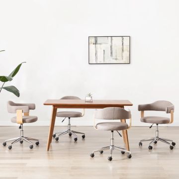 vidaXL Valgomojo kėdės, 4vnt., taupe, lenkta mediena ir audinys