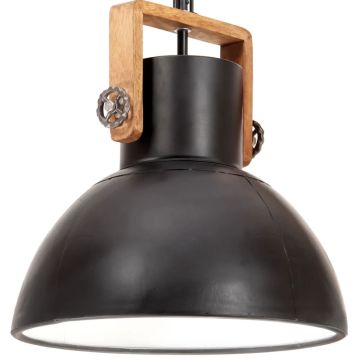 vidaXL Pakabinamas šviestuvas, juodas, 40cm, 25W, apskritas, E27
