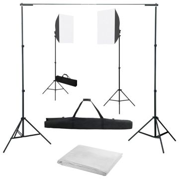 vidaXL Fotostudijos komplektas su šviesdėžėmis ir fonu