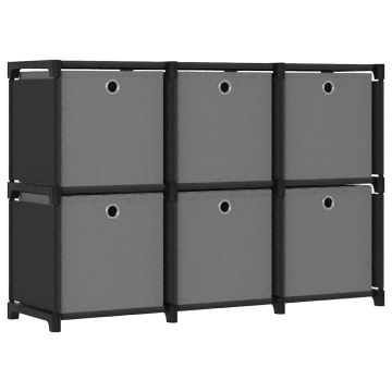 vidaXL Lentyna su 6 dėžėmis, juodos spalvos, 103x30x72,5cm, audinys