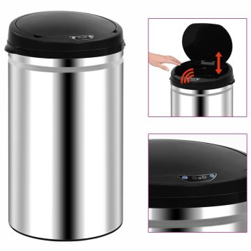 vidaXL Automatinė šiukšliadėžė su jutikliu, nerūdijantis plienas, 40l
