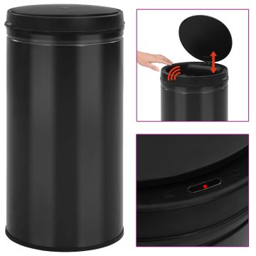 vidaXL Automatinė šiukšliadėžė su jutikliu, juoda, plienas, 60l