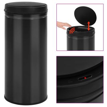 vidaXL Automatinė šiukšliadėžė su jutikliu, juoda, plienas, 80l