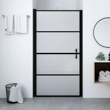 vidaXL Dušo durys, juodos, 81x195cm, grūdintas stiklas, matinės
