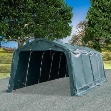 vidaXL Nuimama palapinė gyvuliams, tamsiai žalia, 3,3x8m, PVC, 550g/m²