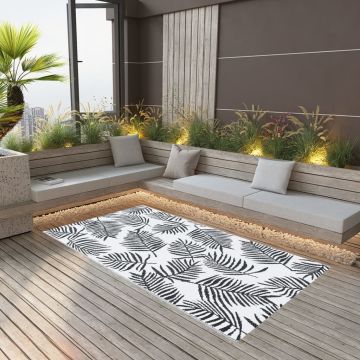 vidaXL Lauko kilimas, ARAKIL baltos ir juodos spalvos, 80x150cm, PP