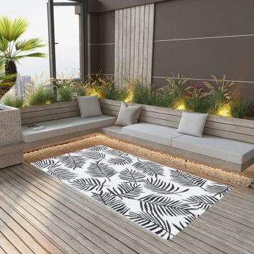 vidaXL Lauko kilimas, ARAKIL baltos ir juodos spalvos, 160x230cm, PP