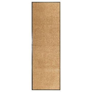 vidaXL Durų kilimėlis, kreminės spalvos, 60x180cm, plaunamas