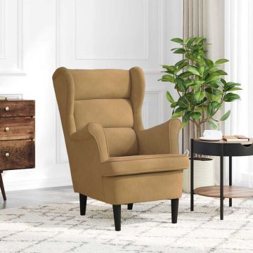 vidaXL Krėslas, rudos spalvos, aksomas