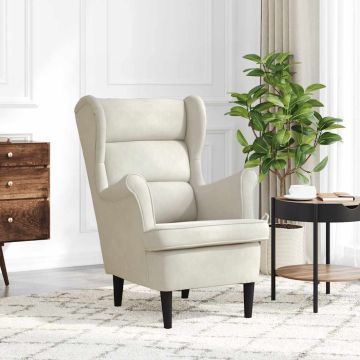 VidaXL Krėslas, kreminės baltos spalvos, aksomas