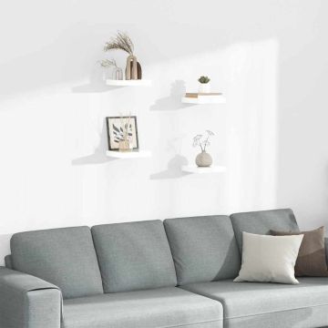 vidaXL Pakabinamos lentynos, 4vnt., baltos, 23x23,5x3,8cm, MDF