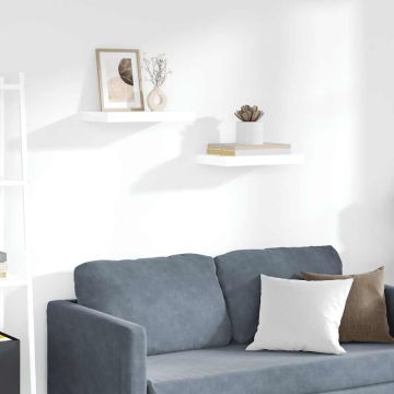 vidaXL Pakabinamos sieninės lentynos, 2vnt., baltos, 40x23x3,8cm, MDF