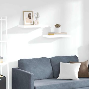 vidaXL Pakabinamos sieninės lentynos, 2vnt., baltos, 50x23x3,8cm, MDF