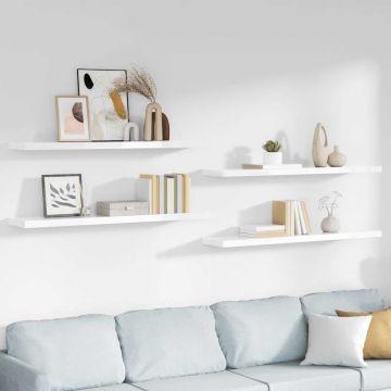 vidaXL Pakabinamos lentynos, 4vnt., baltos, 120x23,5x3,8cm, MDF
