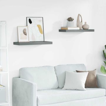 vidaXL Pakabinamos lentynos, 2vnt., pilkos, 60x23,5x3,8cm, MDF