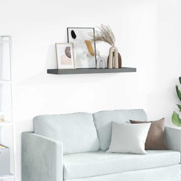 vidaXL Pakabinama sieninė lentyna, pilka, 90x23,5x3,8cm, MDF, blizgi