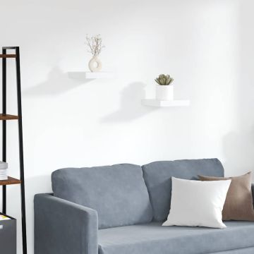 vidaXL Pakabinamos lentynos, 2vnt., baltos, 23x23,5x3,8cm, MDF