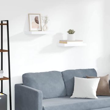 vidaXL Pakabinamos sieninės lentynos, 2vnt., baltos, 40x23x3,8cm, MDF