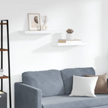 vidaXL Pakabinamos lentynos, 2vnt., baltos, 60x23,5x3,8cm, MDF