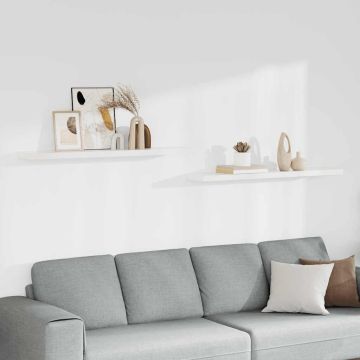 vidaXL Pakabinamos lentynos, 2vnt., baltos, 120x23,5x3,8cm, MDF