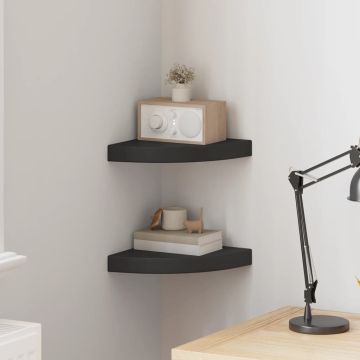vidaXL Pakabinamos kampinės lentynos, 2vnt., juodos, 25x25x3,8cm, MDF