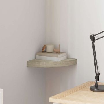 vidaXL Pakabinama kampinė lentyna, ąžuolo spalvos, 25x25x3,8cm, MDF