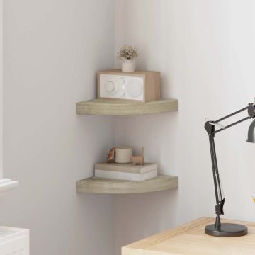 vidaXL Pakabinamos kampinės lentynos, 2vnt., ąžuolo, 25x25x3,8cm, MDF