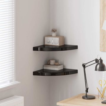 vidaXL Pakabinamos kampinės lentynos, 2vnt., juodos, 35x35x3,8cm, MDF