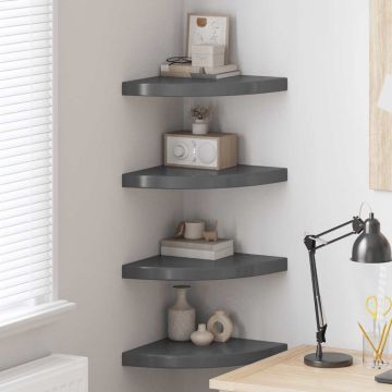 vidaXL Pakabinamos kampinės lentynos, 4vnt., pilkos, 35x35x3,8cm, MDF