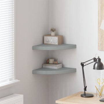 vidaXL Pakabinamos kampinės lentynos, 2vnt., pilkos, 35x35x3,8cm, MDF