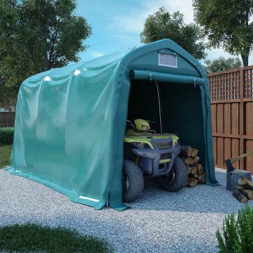 vidaXL Garažas-palapinė, žalios spalvos, 2,4x3,6m, PVC (310026+310027)
