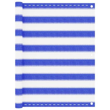 vidaXL Balkono pertvara, mėlynos ir baltos spalvos, 90x300cm, HDPE